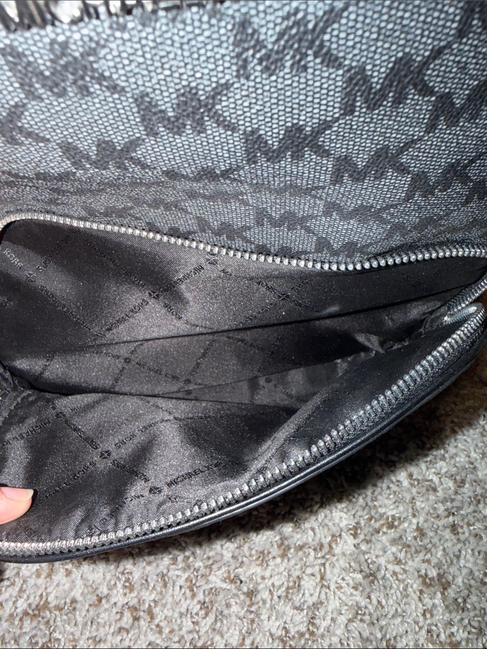Michael Kors Gray and Black MK Monogram Connie Backpack - Picture 6 of 7